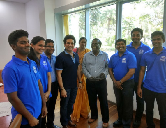 Prof. B. Mohan, Prof. G. Nagarajan, Dr. D. Ganesh and Students of Mechanical Engineering With Sachin Tendulkar at BMW Plant